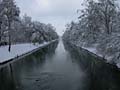 canal of the river Isar at some strong cold winter day atmosphere