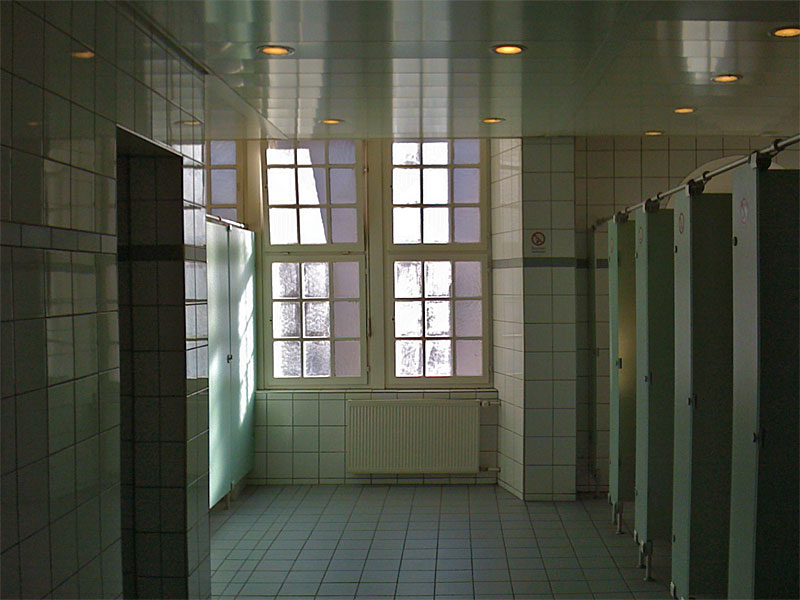 Charming light of crossbar windows and tiles (modernized toilets, Karstadt Shop, Munich)  © Beate de Nijs